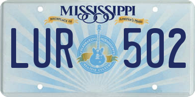 MS license plate LUR502