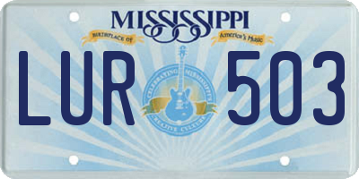 MS license plate LUR503