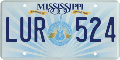 MS license plate LUR524