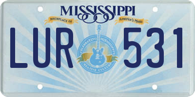 MS license plate LUR531