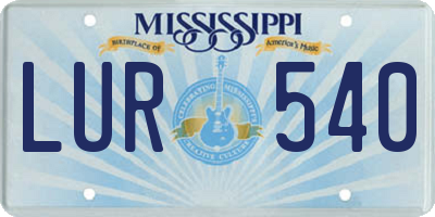 MS license plate LUR540