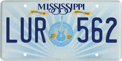 MS license plate LUR562