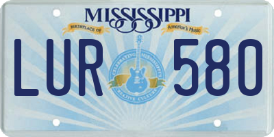 MS license plate LUR580