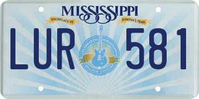 MS license plate LUR581