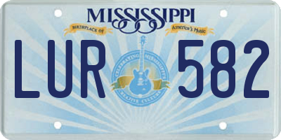 MS license plate LUR582