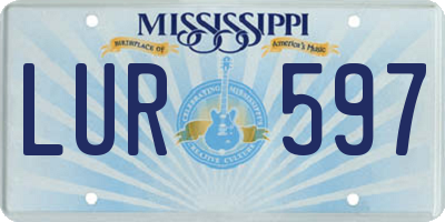 MS license plate LUR597