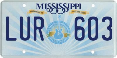 MS license plate LUR603