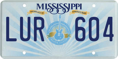 MS license plate LUR604