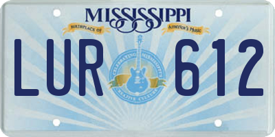 MS license plate LUR612