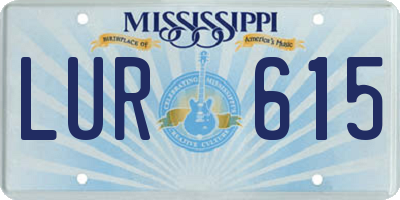 MS license plate LUR615