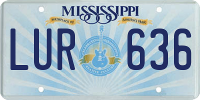 MS license plate LUR636