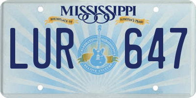 MS license plate LUR647