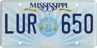 MS license plate LUR650