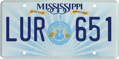 MS license plate LUR651