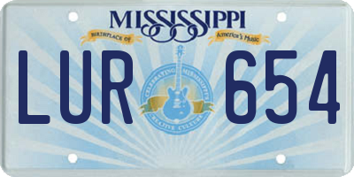MS license plate LUR654