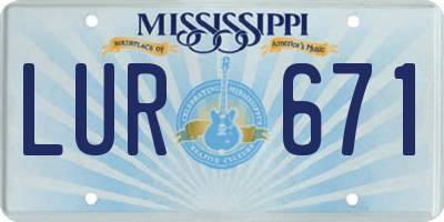 MS license plate LUR671