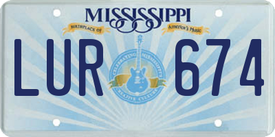 MS license plate LUR674