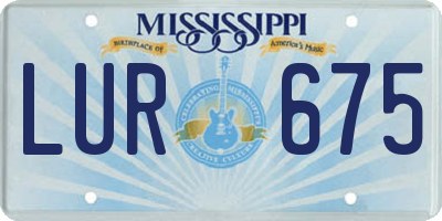 MS license plate LUR675
