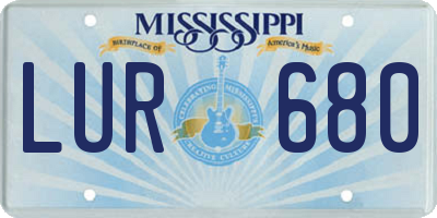 MS license plate LUR680