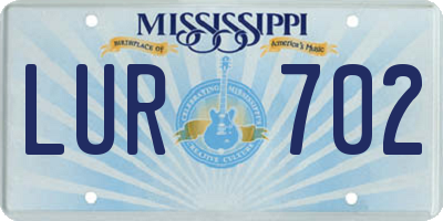 MS license plate LUR702