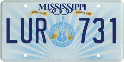 MS license plate LUR731