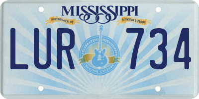 MS license plate LUR734