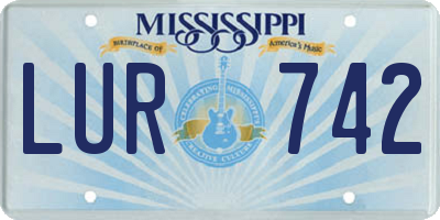 MS license plate LUR742