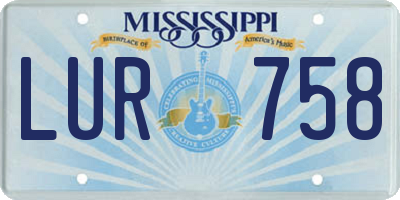 MS license plate LUR758
