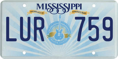 MS license plate LUR759