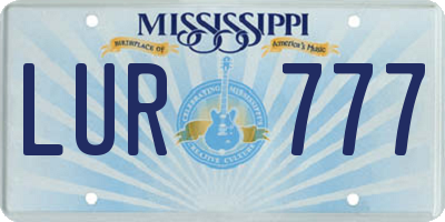 MS license plate LUR777