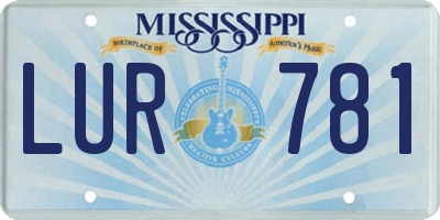 MS license plate LUR781