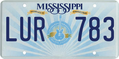 MS license plate LUR783