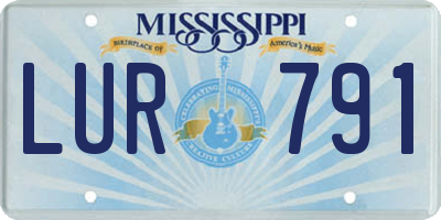 MS license plate LUR791