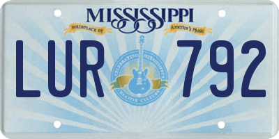 MS license plate LUR792
