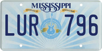 MS license plate LUR796