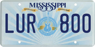 MS license plate LUR800