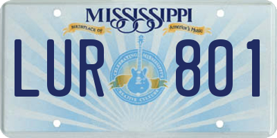 MS license plate LUR801