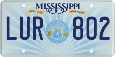 MS license plate LUR802