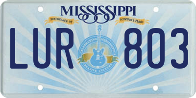 MS license plate LUR803