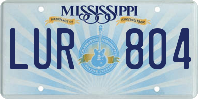 MS license plate LUR804