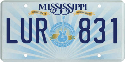 MS license plate LUR831