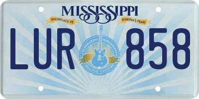 MS license plate LUR858