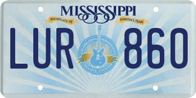 MS license plate LUR860