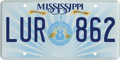 MS license plate LUR862