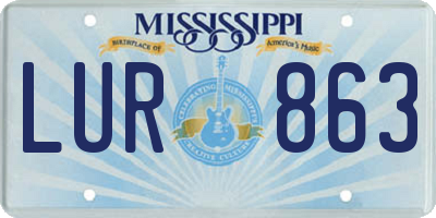 MS license plate LUR863