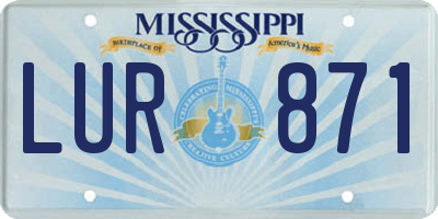 MS license plate LUR871