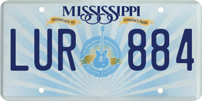 MS license plate LUR884