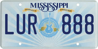 MS license plate LUR888
