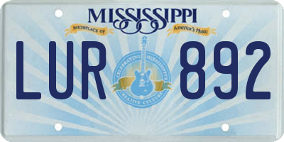 MS license plate LUR892