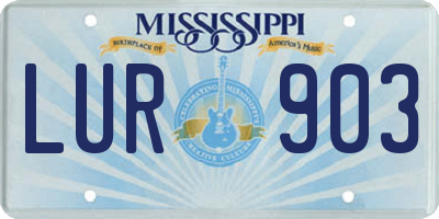 MS license plate LUR903